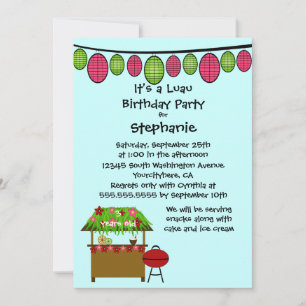 Cute luau girls birthday party invitation
