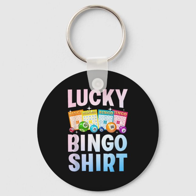 Cute Lucky Bingo Art For Men Women Game Player Bin Key Ring (Front)