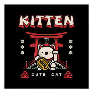 cute lucky cat poster