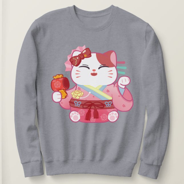 Cute Lucky Cat Sweatshirt (Design Front)
