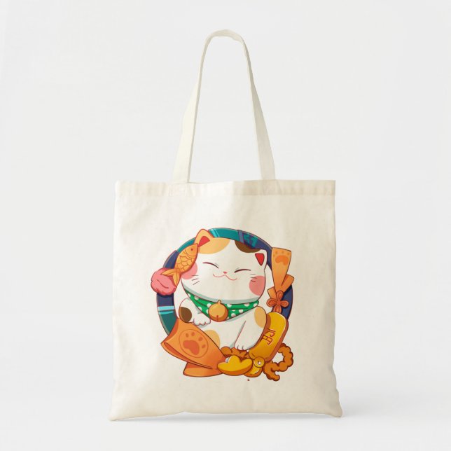 Cute Lucky Cat Tote Bag (Front)