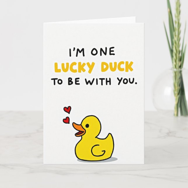 Cute Lucky Duck Love Card (Front)