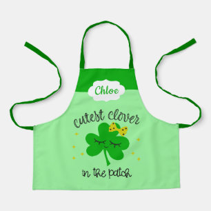 Cute Lucky Four Leaf Clover St. Patricks Day Kids Apron