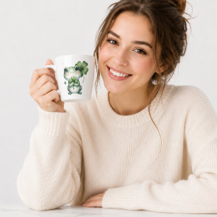 Cute Lucky Frog with Four-Leaf Clover Coffee Mug