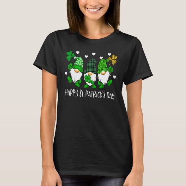 Cute Lucky Gnome Happy St Patricks Day Family Outf T-Shirt (Front)