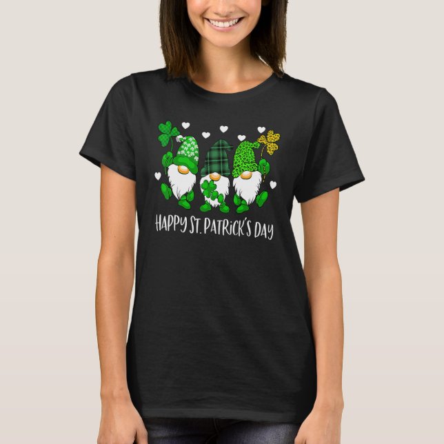 Cute Lucky Gnome Happy St Patricks Day Family Outf T-Shirt (Front)