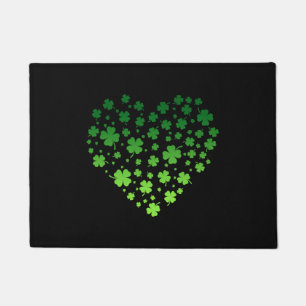 Cute Lucky Heart Shamrock Happy St Patricks Day Doormat