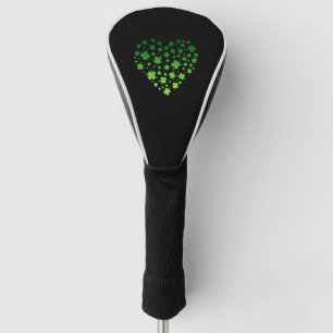 Cute Lucky Heart Shamrock Happy St Patricks Day Golf Head Cover