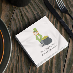 Cute Lucky Leprechaun Personalised  Napkin