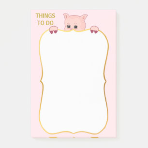 Cute Lucky Pig & Things to Do Post-it Notes