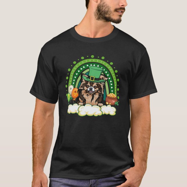 Cute Lucky Rainbow Chihuahua Shamrock St Patrick's T-Shirt (Front)