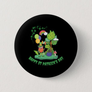 Cute Lucky Rainbow Gnome Happy St Patricks Day 6 Cm Round Badge