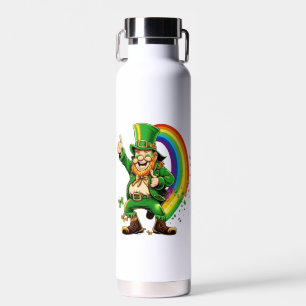 cute lucky rainbow gnome happy st patricks day water bottle