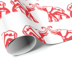 Cute lucky Red Elephant wrapping paper