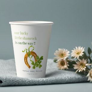 Cute Lucky Shamrock St Patrick's Day Baby Shower Paper Cups