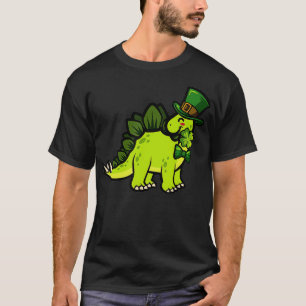 Cute Lucky Stegosaurus Dinosaur Shamrock St Patric T-Shirt