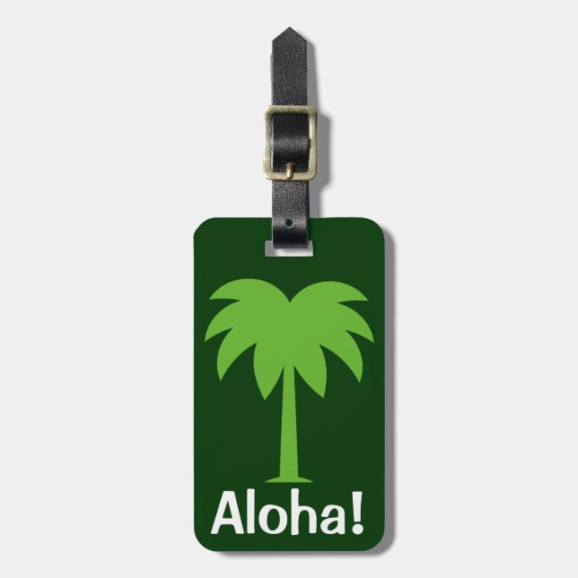 Cute Luggage tag with palm tree | Aloha! (Front Vertical)