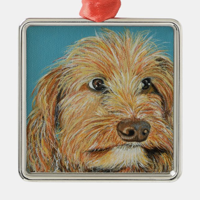 Cute Lulu Dog Painting Metal Tree Decoration (Front)