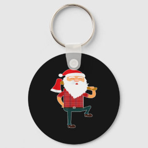 Cute Lumberjack Santa Funny Ugly Christmas Axe Hat Key Ring