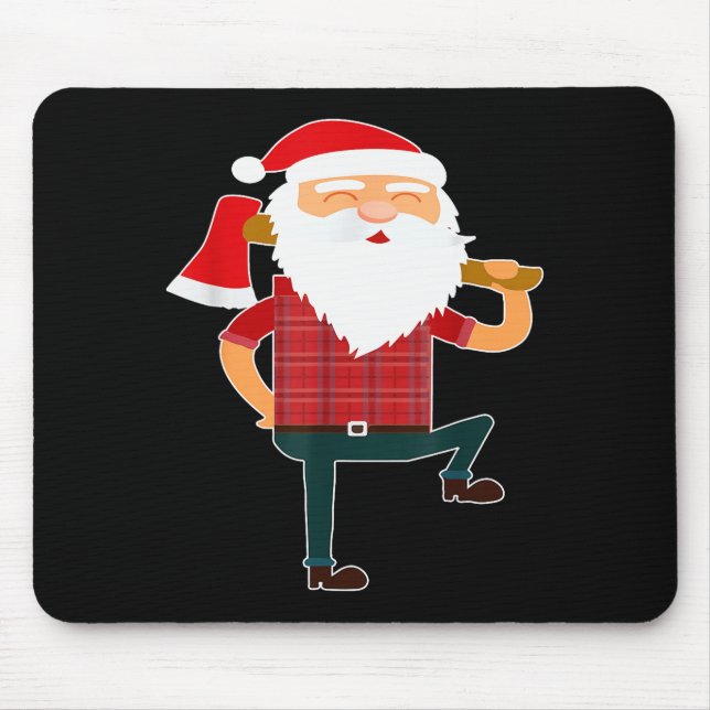 Cute Lumberjack Santa Funny Ugly Christmas Axe Hat Mouse Mat (Front)