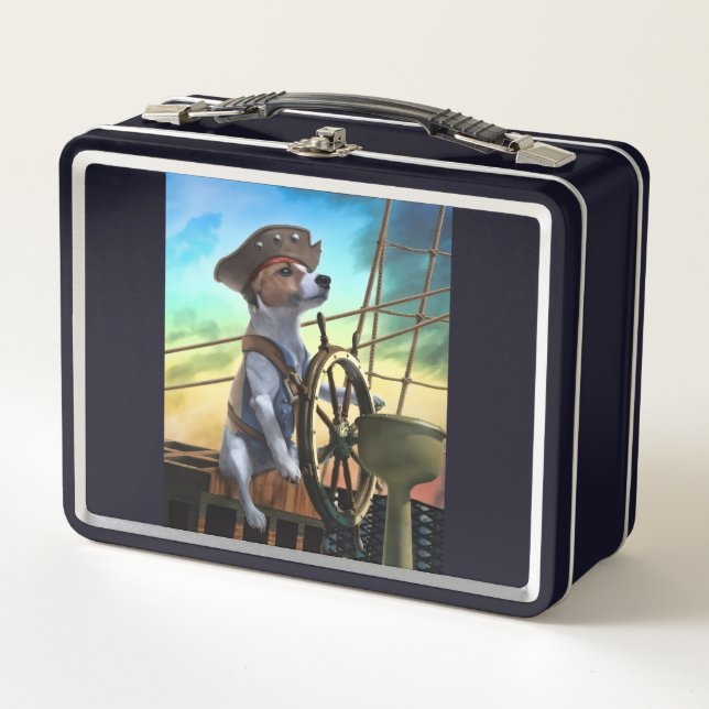 cute lunch box for kids with pirate dog design (Front)