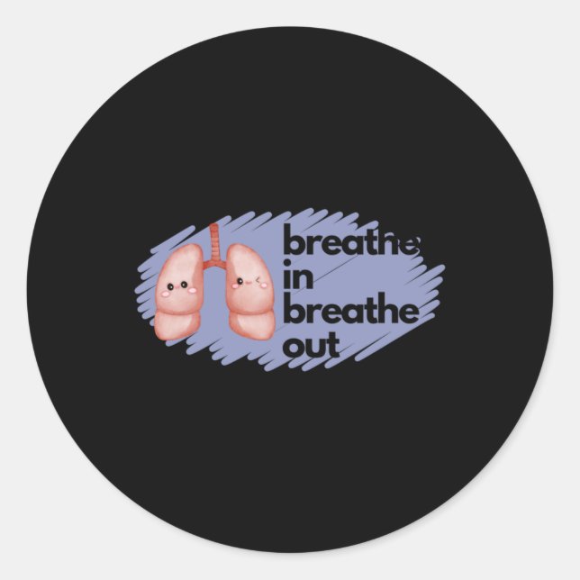 Cute Lungs Breathe In  Classic Round Sticker (Front)