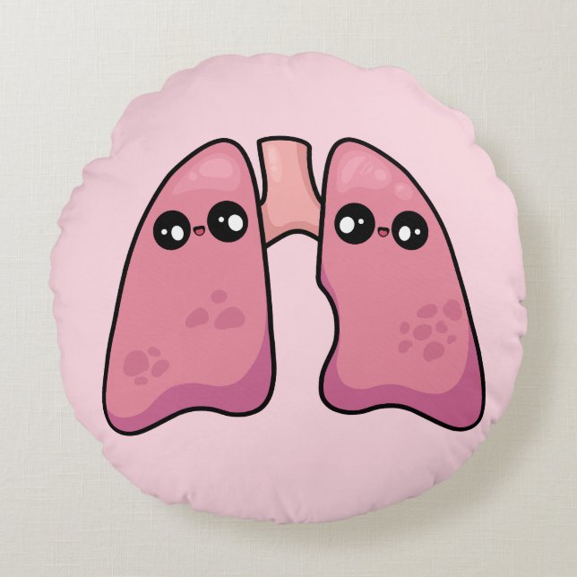 Cute Lungs - Human Biology Round Cushion (Front)
