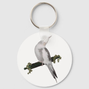 Cute Lutino Cockatiel Bird Ivy Perch Animal Key Ring