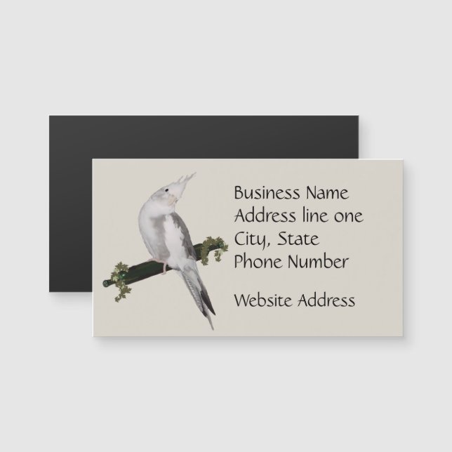 Cute Lutino Cockatiel Bird Ivy Perch Animal Magnet (Front/Back)