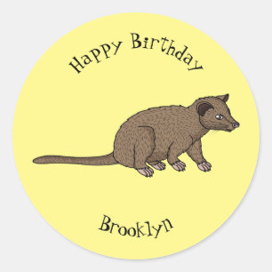 Cute luwak civet cartoon illustration classic round sticker