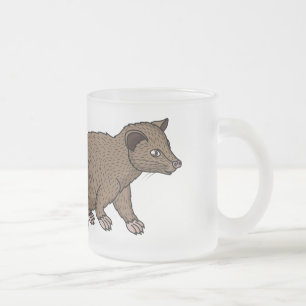 Cute luwak civet cartoon illustration  frosted glass coffee mug