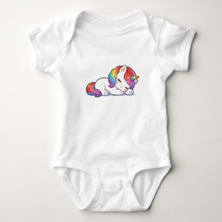Cute Lying Sleeping Rainbow Unicorn Kawaii Unisex Baby Bodysuit