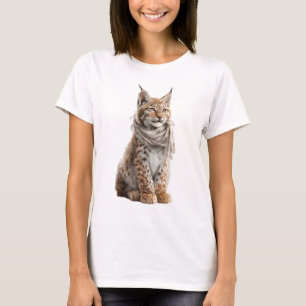 Cute Lynx Wildcat Wearing Scarf Illustration T-Shirt
