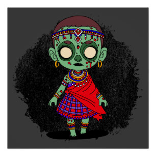 Cute Maasai Zombie Poster