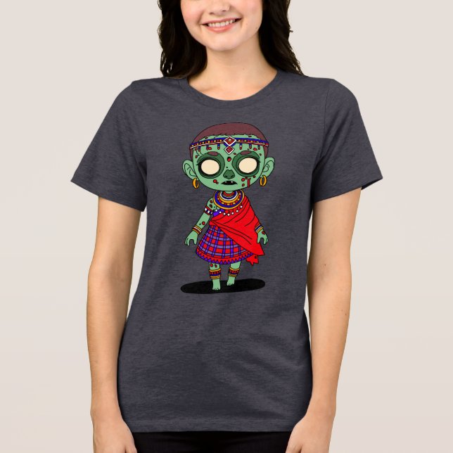 Cute Maasai Zombie Tri-Blend Shirt (Front)