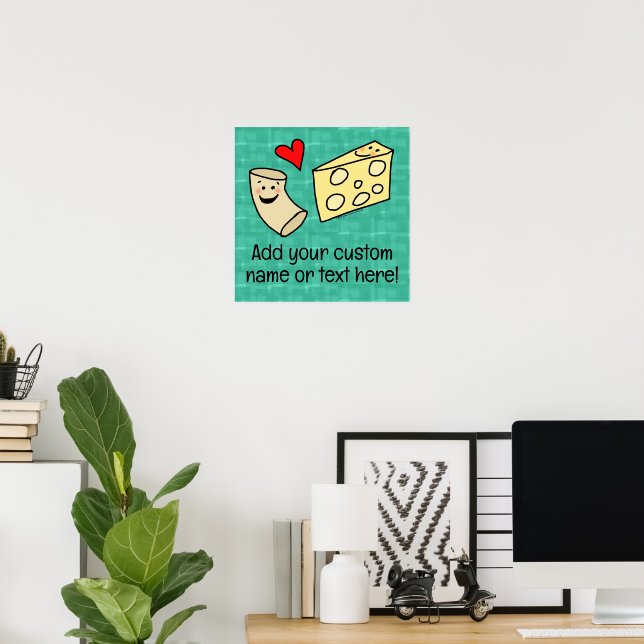 Cute Mac Loves Cheese Custom Kids Name Poster (Home Office)