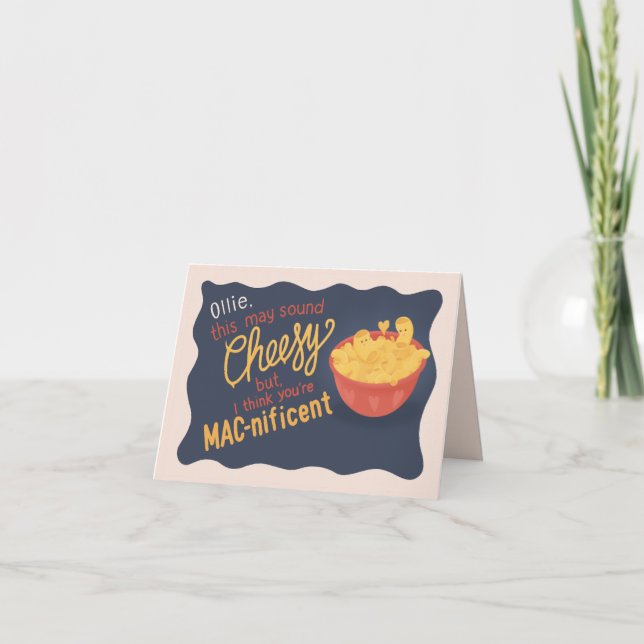Cute Mac-nificent Mac & Cheese custom Valentine Holiday Card (Front)