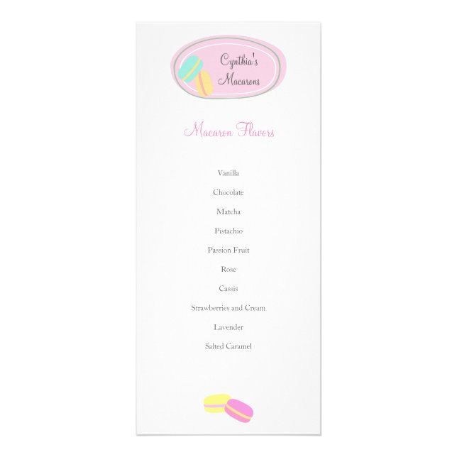 CUTE Macaron Business Rack Card MENU (Front)