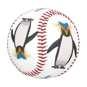 Cute macaroni penguin cartoon illustration baseball