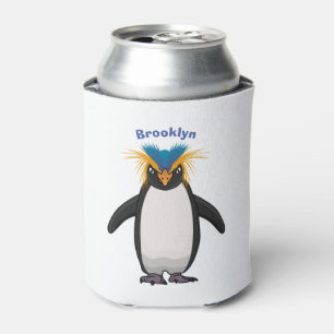 Cute macaroni penguin cartoon illustration can cooler