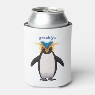 Cute macaroni penguin cartoon illustration can cooler