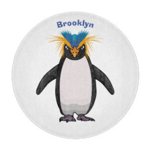 Cute macaroni penguin cartoon illustration cutting board