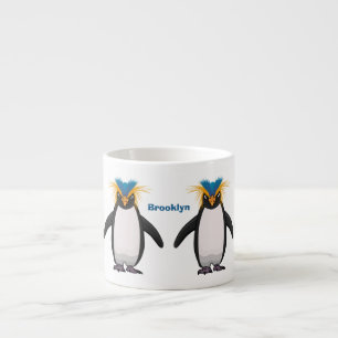 Cute macaroni penguin cartoon illustration espresso cup