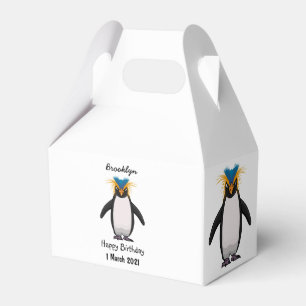 Cute macaroni penguin cartoon illustration favour box