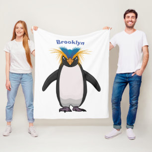 Cute macaroni penguin cartoon illustration fleece blanket