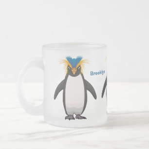 Cute macaroni penguin cartoon illustration frosted glass coffee mug