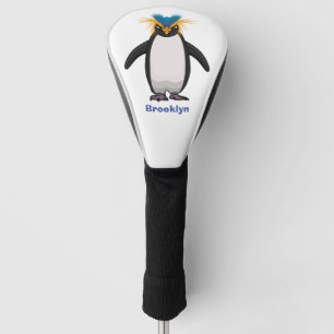 Cute macaroni penguin cartoon illustration golf head cover