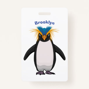 Cute macaroni penguin cartoon illustration ID badge