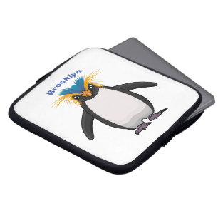 Cute macaroni penguin cartoon illustration laptop sleeve