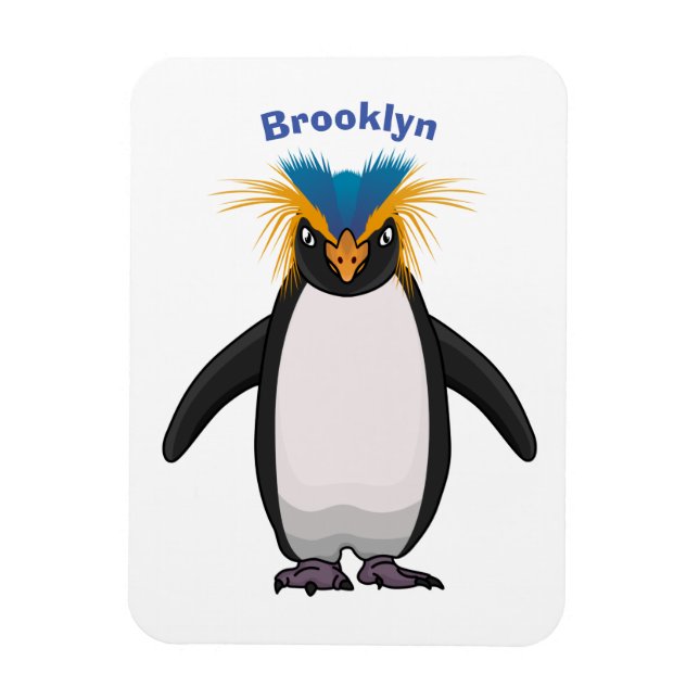 Cute macaroni penguin cartoon illustration magnet (Vertical)